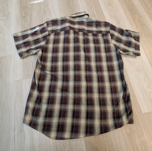 Dixxon The Ole Steamer Brown Plaid Pearl Snap Button Up Size XL Bamboo Blend - Picture 6 of 7